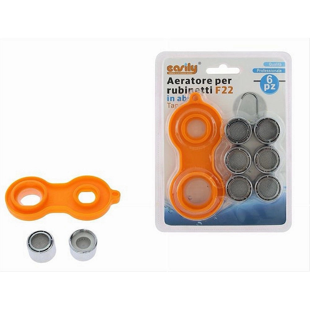 Trade Shop - Set 6pz Aeratore Per Rubinetti F22 Abs Filtro A Rete Rompigetto Con Chiave 87987 -