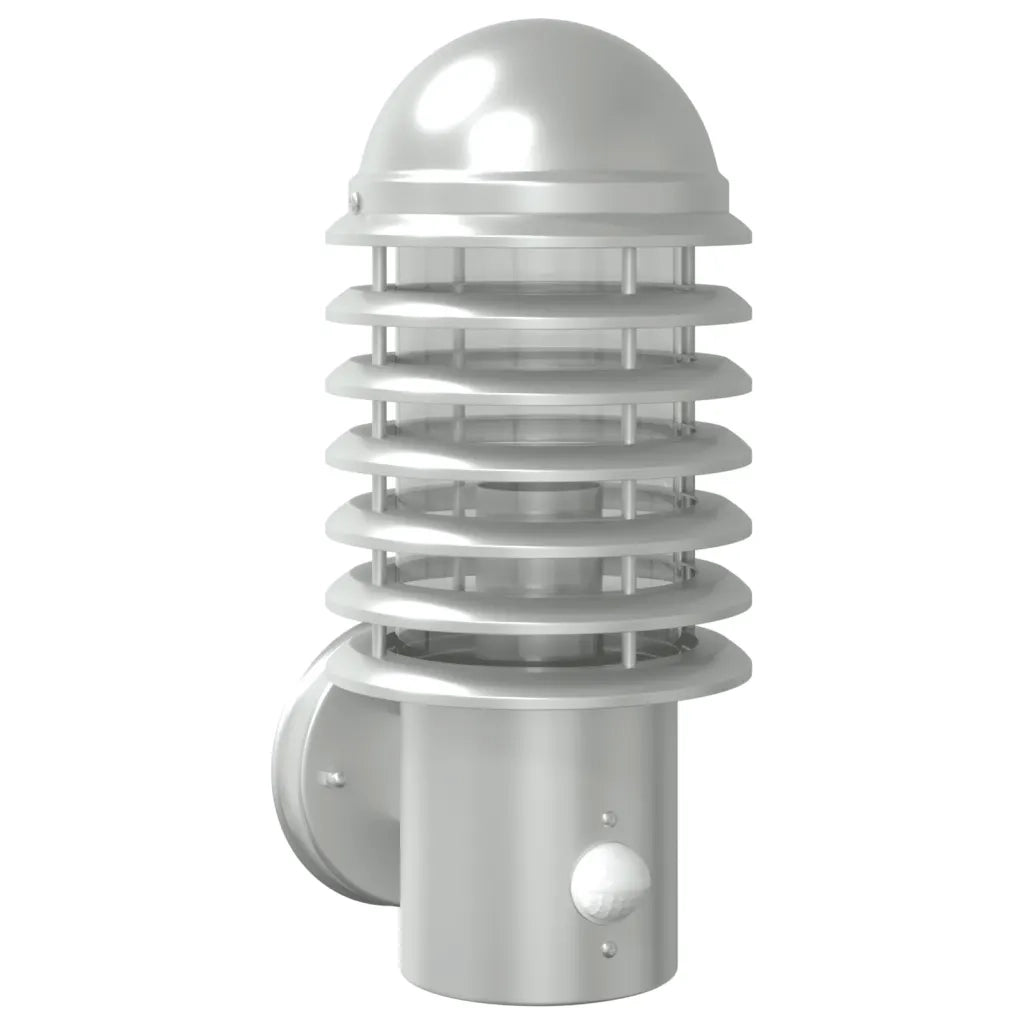 vidaXL Applique per Esterno con Sensore Argento in Acciaio Inox