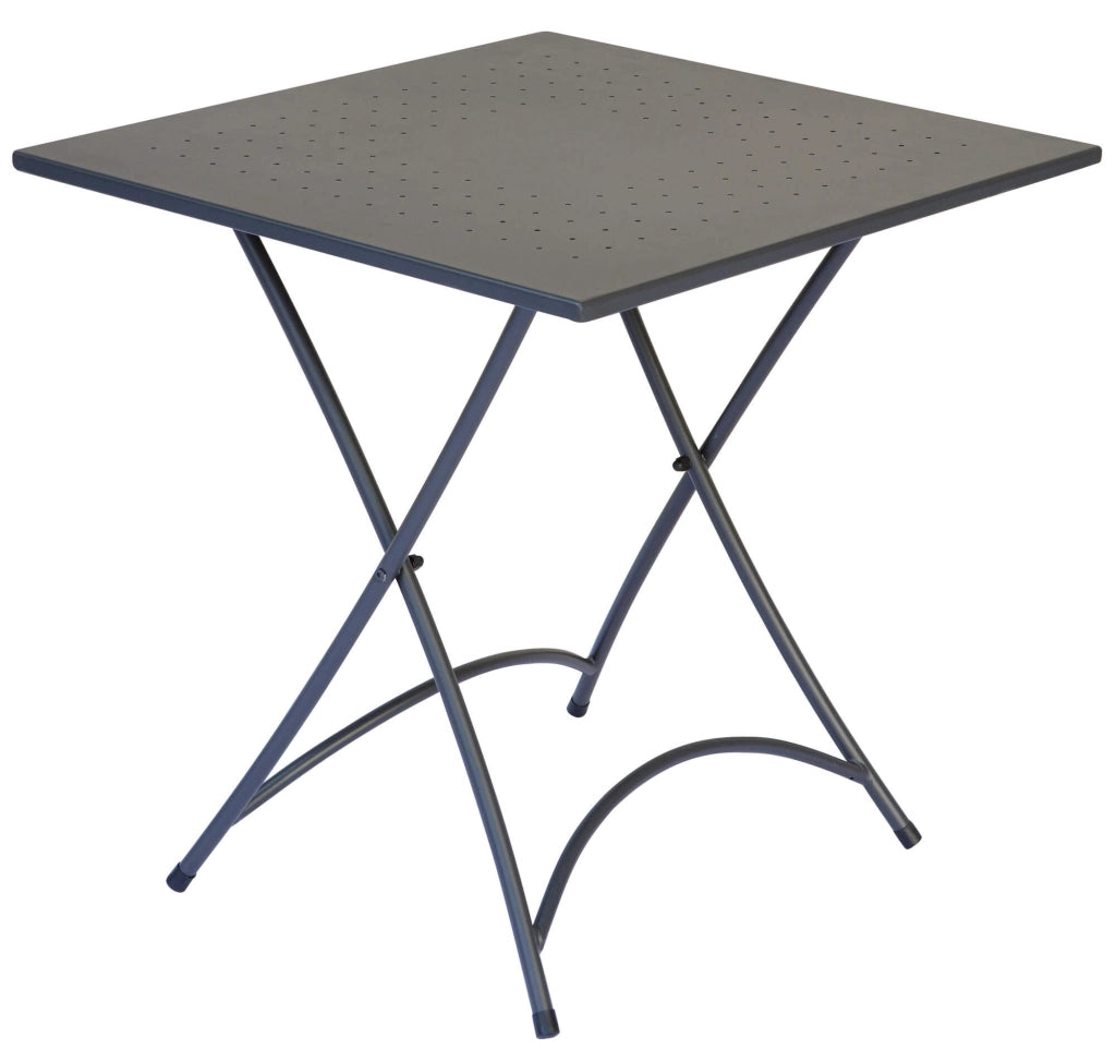 Tavolino Quadrato Pieghevole da Giardino 70x70 cm in Ferro Vorghini Orta Antracite