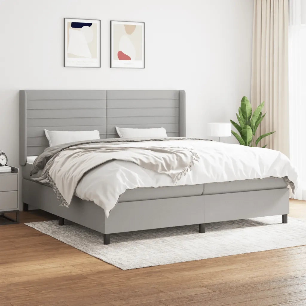 Giroletto a Molle con Materasso Grigio Chiaro 200x200cm Tessuto 3131537