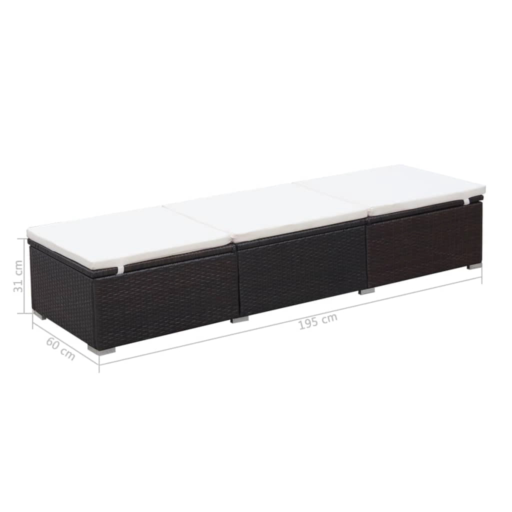 Lettino prendisole sedia a sdraio lettino prendisole letto da giardino mobili da esterno per patio con cuscino resina intrecciata marrone 02_0012513