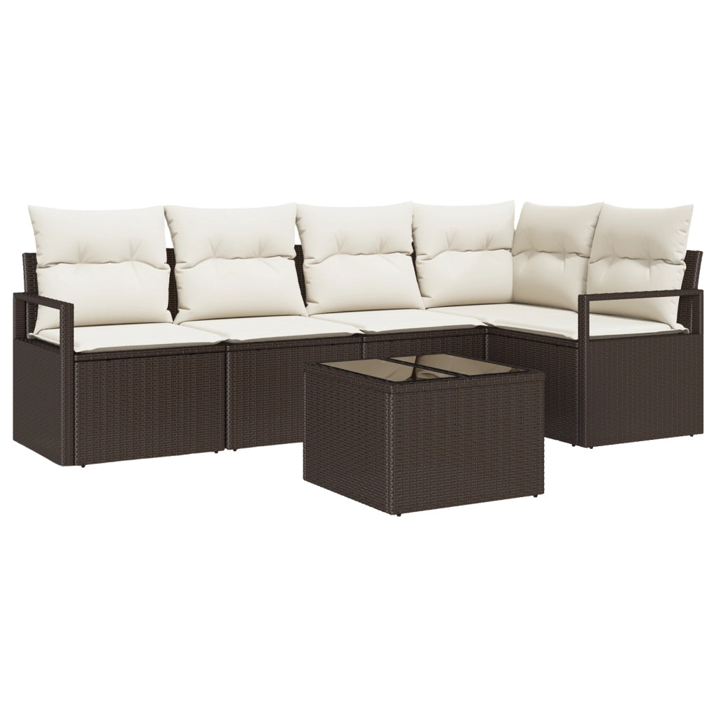 Set di divani da giardino  5 pezzi con cuscini Grigio Polyrattan