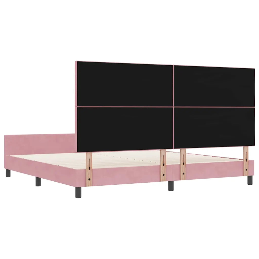 Letto a molle con testiera Rosa 200 x 200 cm Velluto 3345034