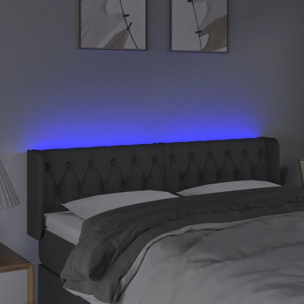 Testiera a LED Grigio Scuro 147x16x78/88 cm in Tessuto 3123571