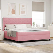 Letto a molle con strisce LED Rosa 200 x 200 cm Velluto 3343945