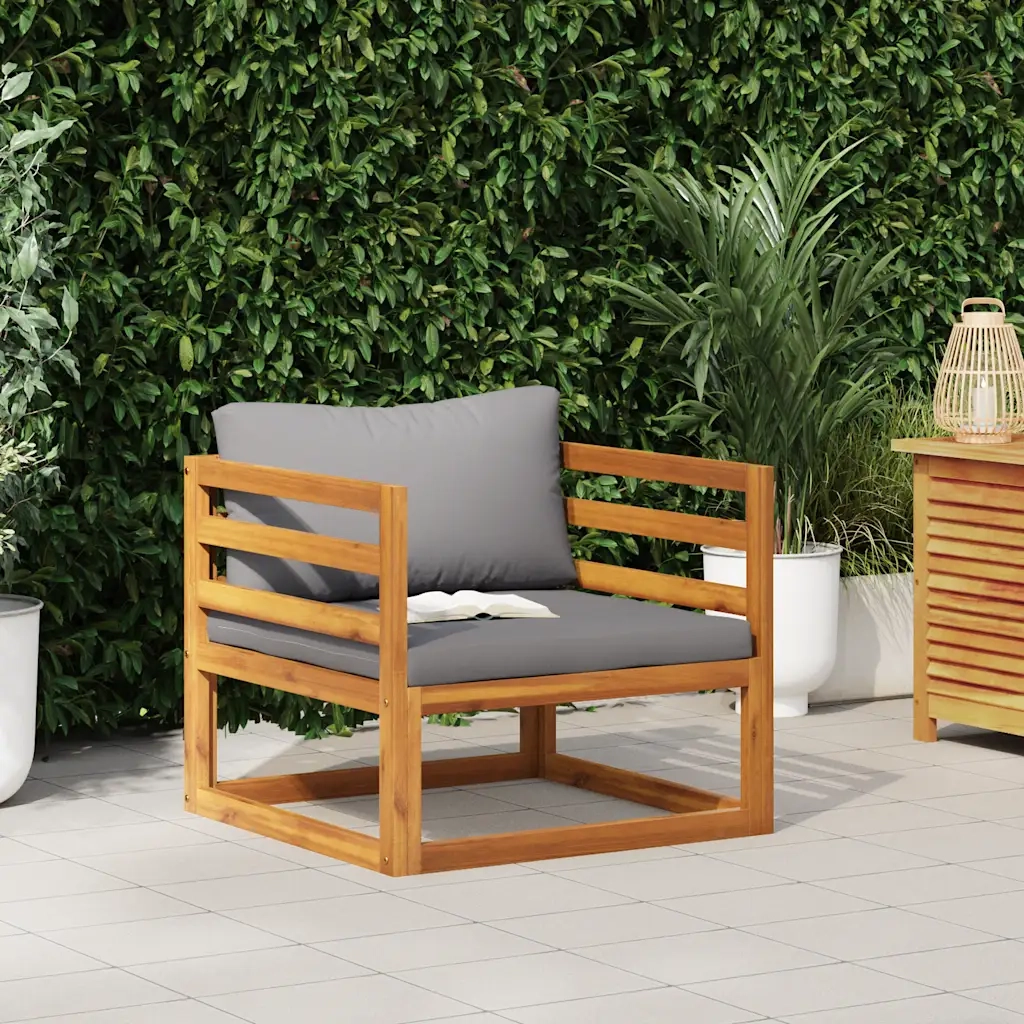 Sedia da Giardino con Cuscini Grigio Scuro Massello di Acacia CFW2744594