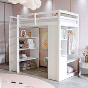 Letto a castello bambini - Xylo - 90x200 cm scaffali bianco