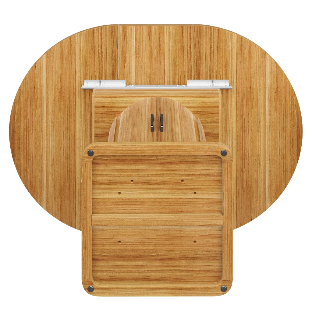 Tavolo da pranzo allungabile, 118-158 cm, per 6 persone, con cassetto, finitura effetto legno, marrone