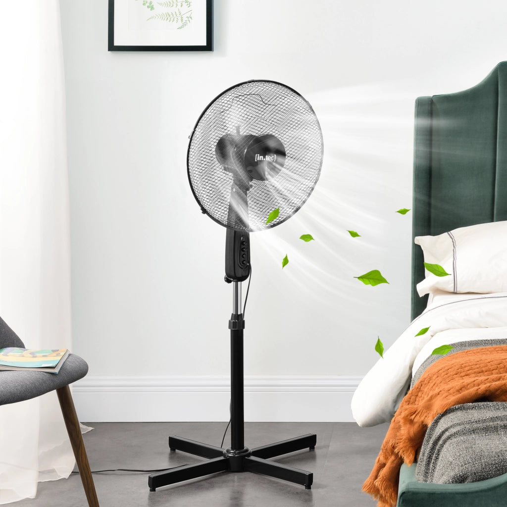 Ventilatore a Piantana con 3 Velocitá Altezza Regolabile max 120 cm Modalitá Oscillazione Motore 50W - Nero