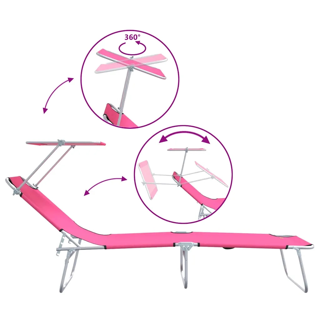 Lettino da sole 2 pcs Rosa 58 x 188 x 77cm Poliestere 42003066