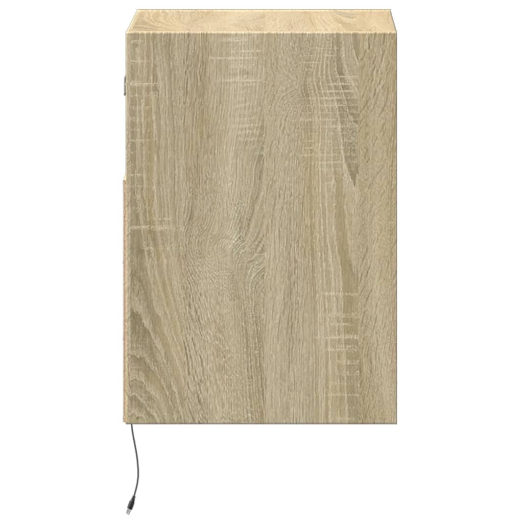 Mobile TV multimediale da parete mensola TV mobile TV sala da pranzo soggiorno camera da letto luci LED 2 pezzi rovere Sonoma 41 x 31 x 45 cm marrone 02_0029177