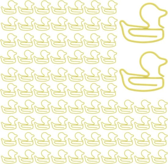 Clip per foglio a forma di anatra, 100 pezzi gialli - Clip per libri e decorazioni per ufficio - Accessori per ufficio e scuola - Regali unici per colleghi e insegnanti - Decorazione per ufficio