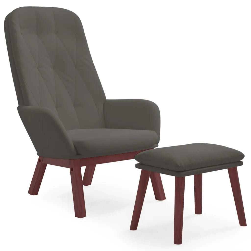 Poltrona Relax con Poggiapiedi Grigio Scuro in Velluto cod mxl 32652