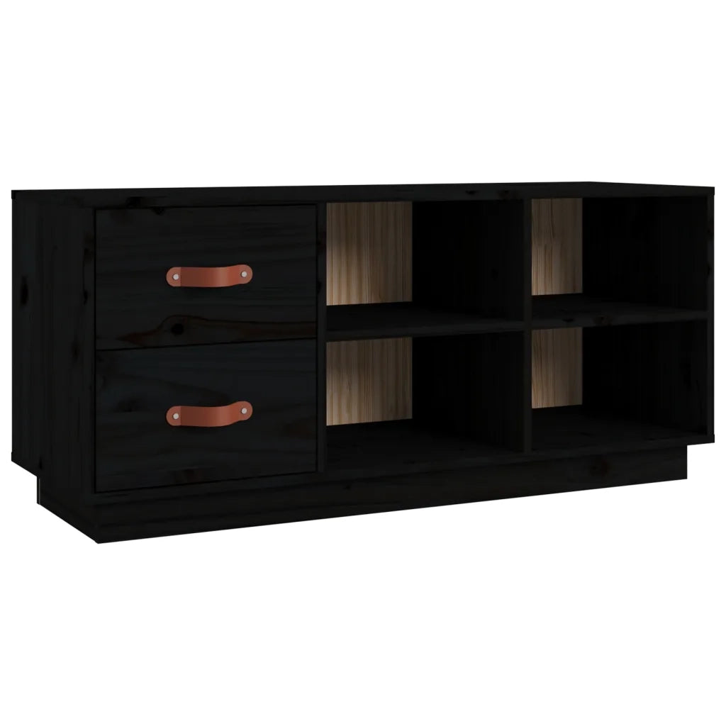 Scarpiera-Scaffale per scarpe Nera 100x34x45 cm in Legno Massello di Pino