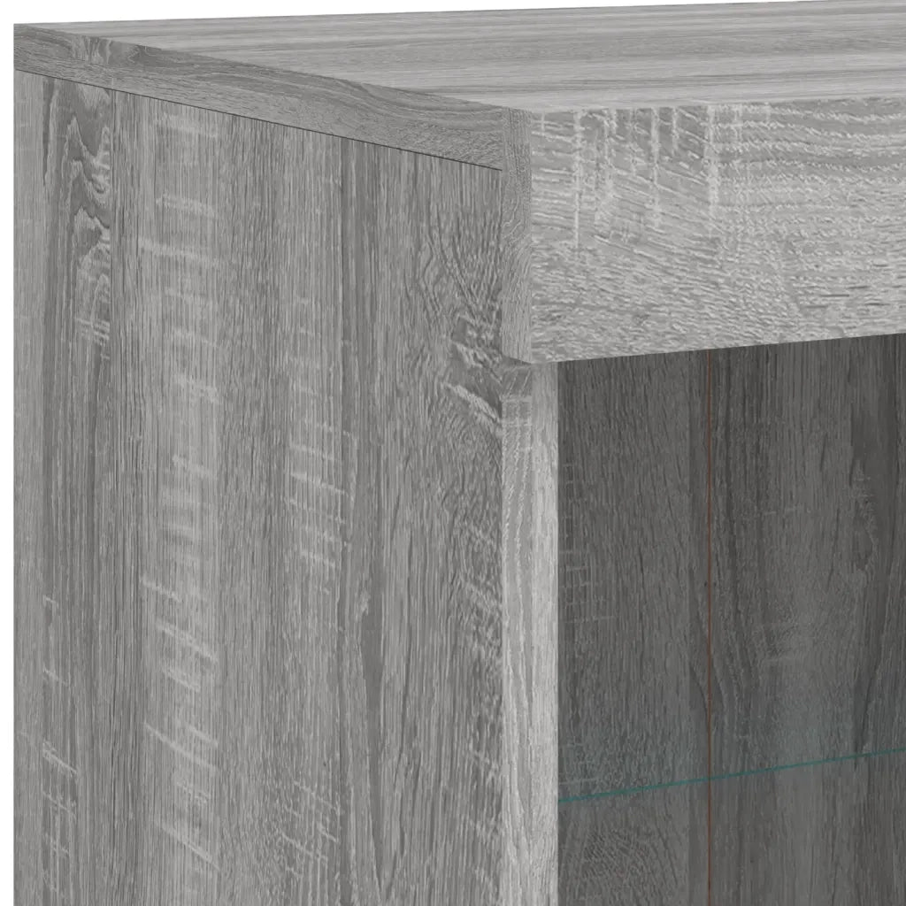 Credenza | Madia | Buffet da pranzo | Armadio da pranzo con Luci LED Grigio Sonoma 81x37x100 cm