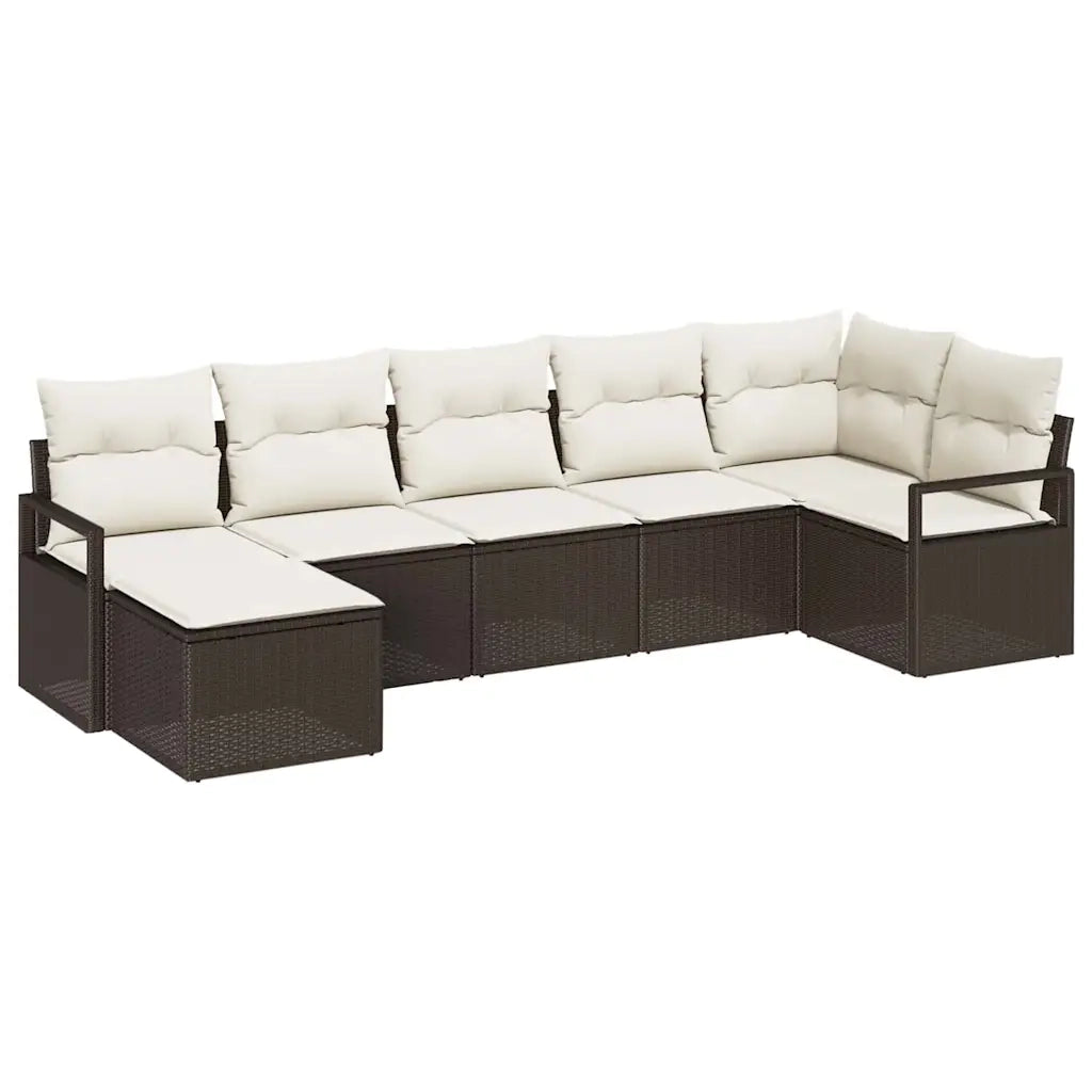 Set di divani 7 pcs Marrone polyrattan