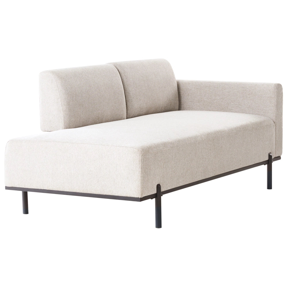 Chaise Lounge a destra beige chiaro in finto lino Stile minimalista Gambe in metallo Chaise da salotto