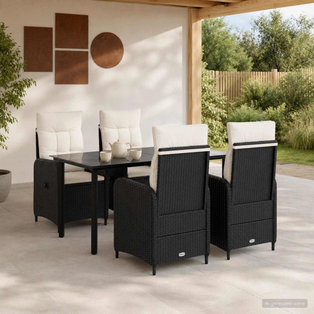Set da Pranzo per Giardino 5 pz Nero e Bianco Crema 3422486