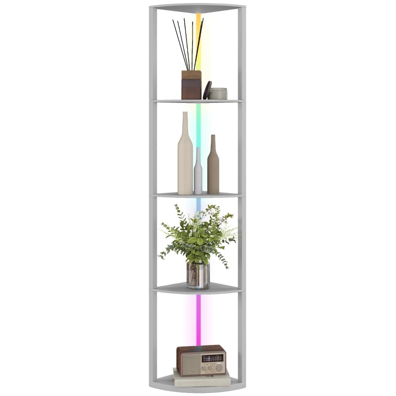Lampada da terra a LED, dimmerabile a 5 livelli, con mensola, cambio colore RGB, telecomando.