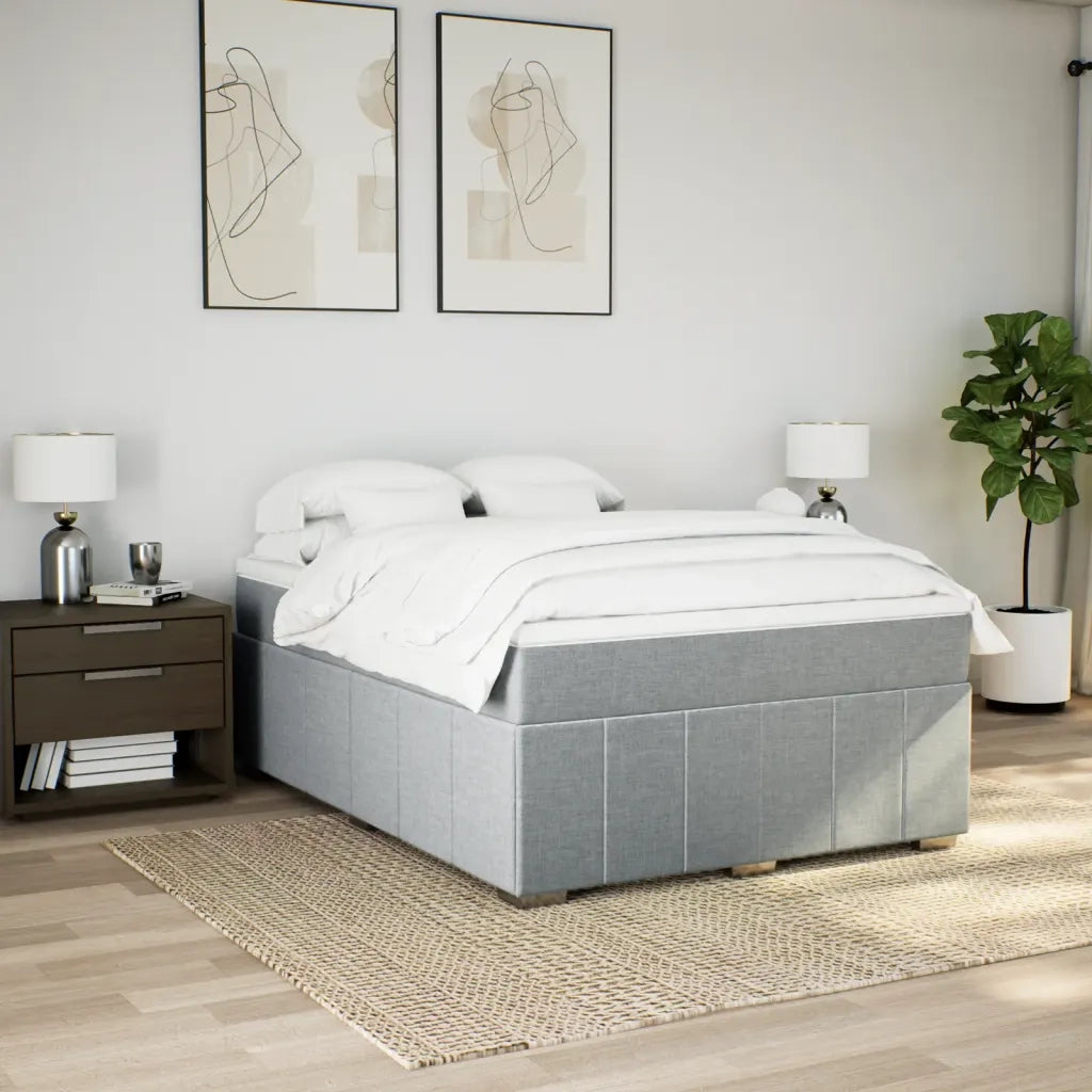 Giroletto a Molle con Materasso Grigio Chiaro 140x200cm Tessuto