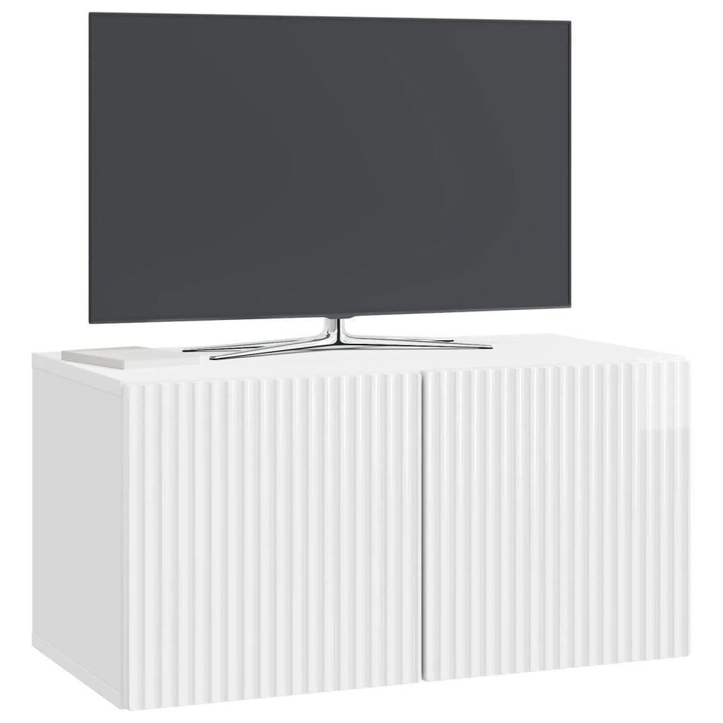 Mobile Porta TV da Muro-Credenza per TV sospesa Bianco Lucido 59,5 x 31 x 30 cm 639278