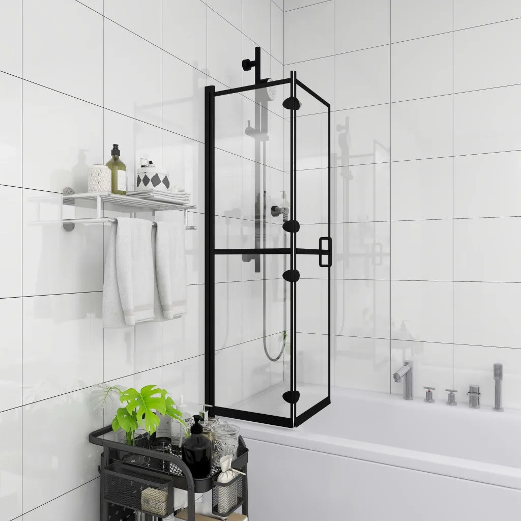 Pannello Doccia Pieghevole in ESG 100x140 cm Nero cod mxl 48116