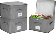 Set di 3 Cassetti Portaoggetti Opachi in Tessuto con Coperchio per Abbigliamento e Accessori, 32L