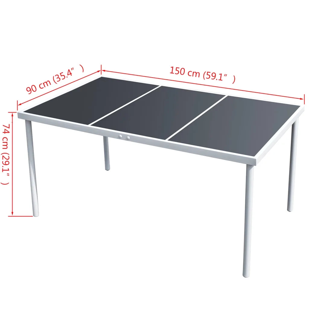 Tavolo da Giardino 150x90x74 cm Nero in Acciaio 43305