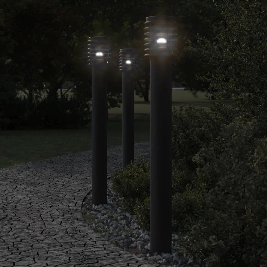 Lampade da terra per esterni 3 pezzi 110 cm acciaio inox nero 02_0042546