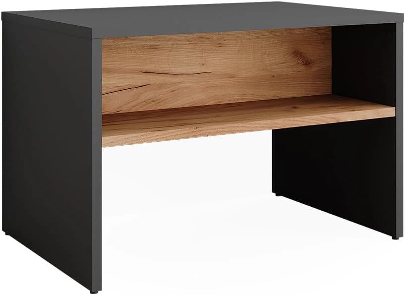 Panca per scarpe Orlando, Antracite/quercia dorata, 60 x 60 cm, per riporre le scarpe e come seduta