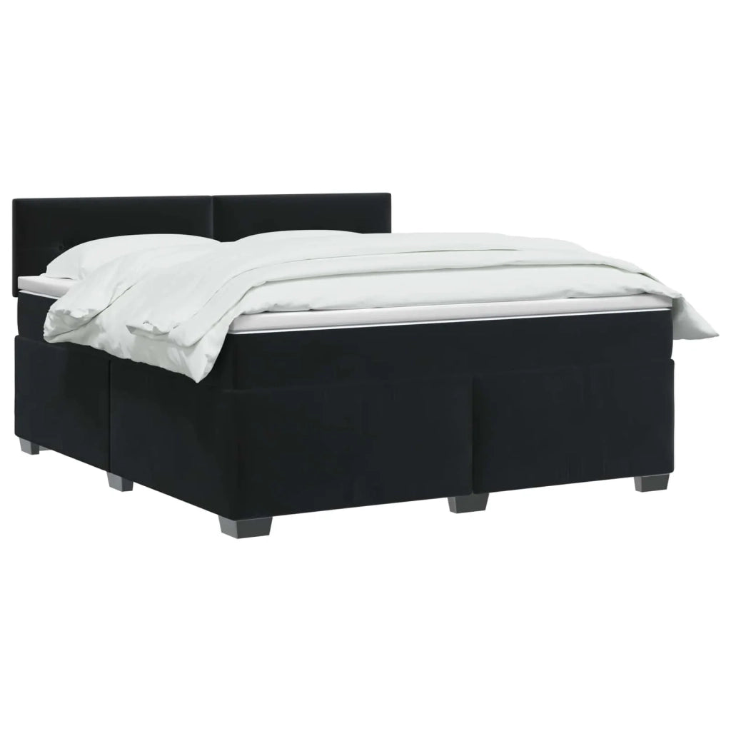 Letto con Box Spring, Materasso e LED Nero 160 x 200 cm Velluto 3452212