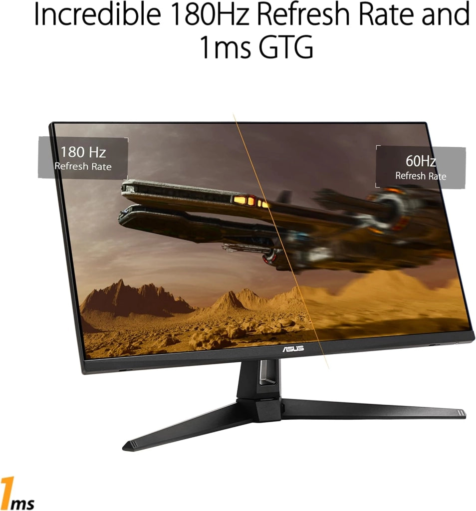 ASUS TUF Gaming VG27AQ3A Monitor Gaming 27” pollici, QHD (2560x1440), 180Hz, Fast IPS, Sincronizzazione ELMB, 1ms (GTG), FreeSync Premium, G-Sync, Overdrive variabile, 130% sRGB, Nero