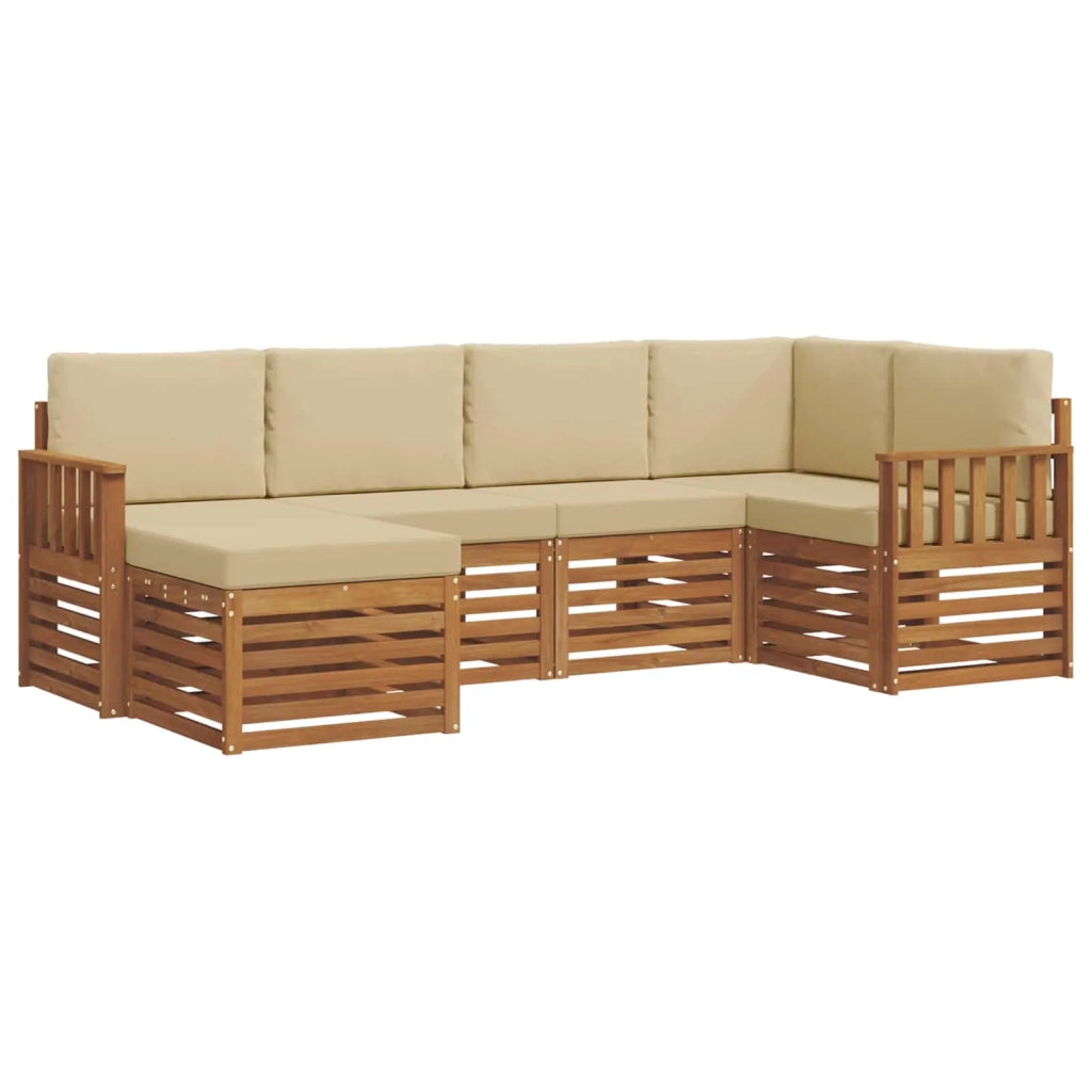 Set divano sezionale con cuscino 6 pcs Naturale e Beige