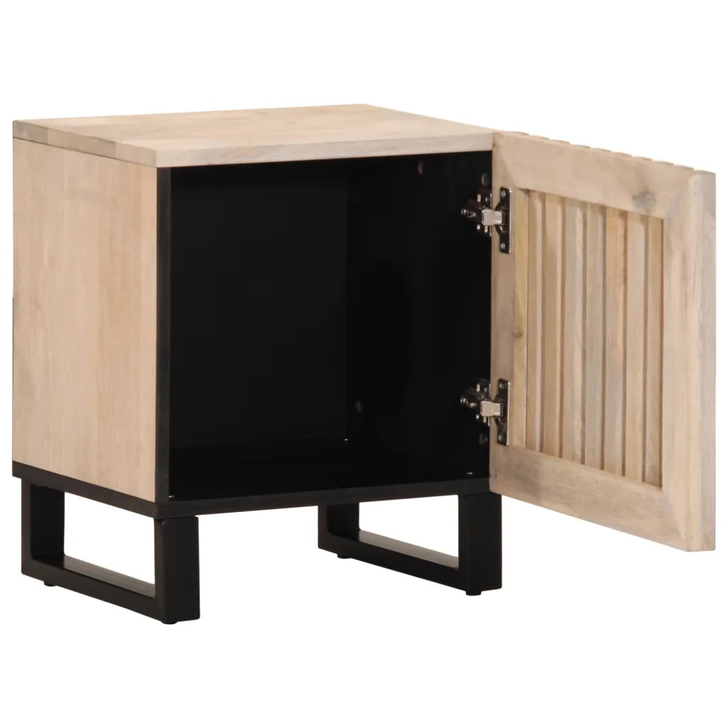 Comodini 2pz 40x34x46 cm in Legno Massello di Mango Sbiancato 377423