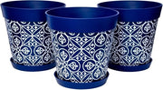 Set di 3 vasi in plastica blu marocchina - ideali per interni e esterni - 3 pezzi - 25cm di diametro