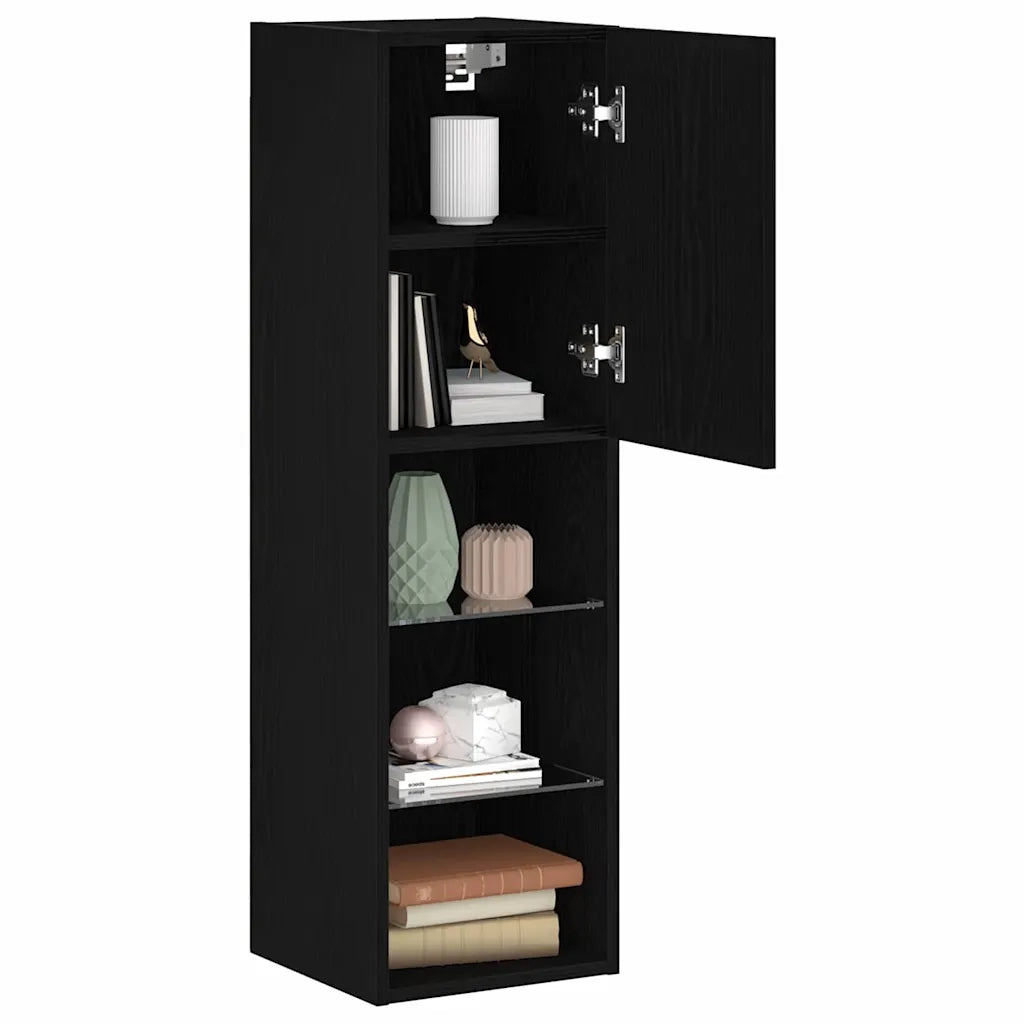 Set mobile TV con LED 2 pcs Rovere Nero 30,5 x 30 x 102 cm 862199