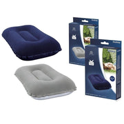Trade Shop - Cuscino Gonfiabile Floccato Rettangolare 48x30cm Per Viaggi Campeggio Mare 67121 -