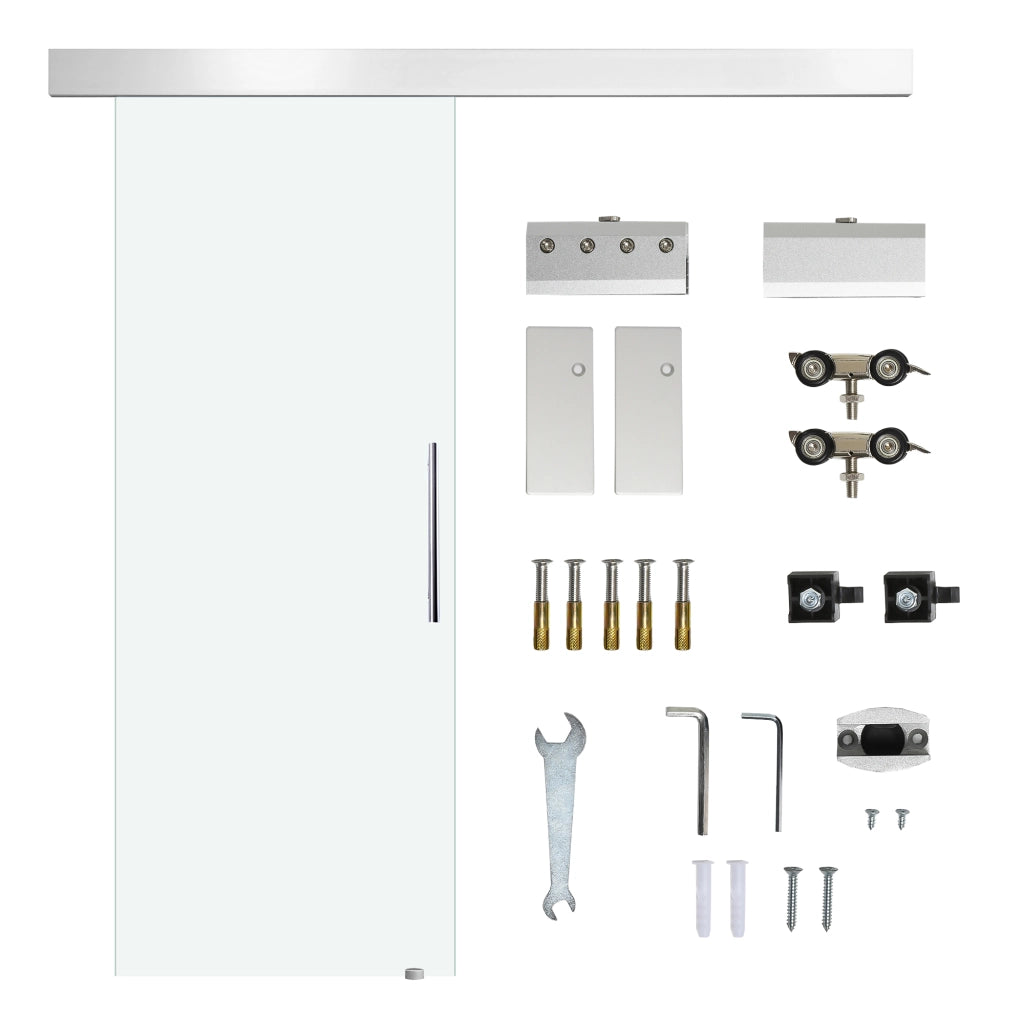 Porta Scorrevole in Vetro ¨C zephmum ¨C Trasparente Alluminio 210x75cm
