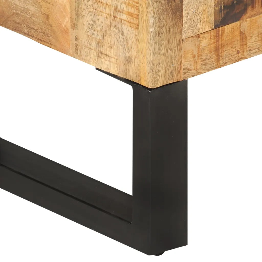 Credenza | Madia | Buffet da pranzo | Armadio da pranzo 80x30x71 cm in Legno Grezzo Massello Mango e Metallo