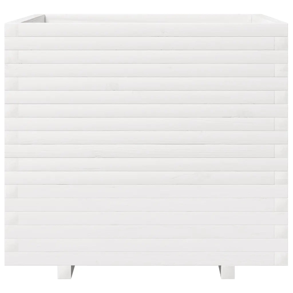 Fioriera da Giardino Bianca 80x80x72 cm Legno Massello di Pino