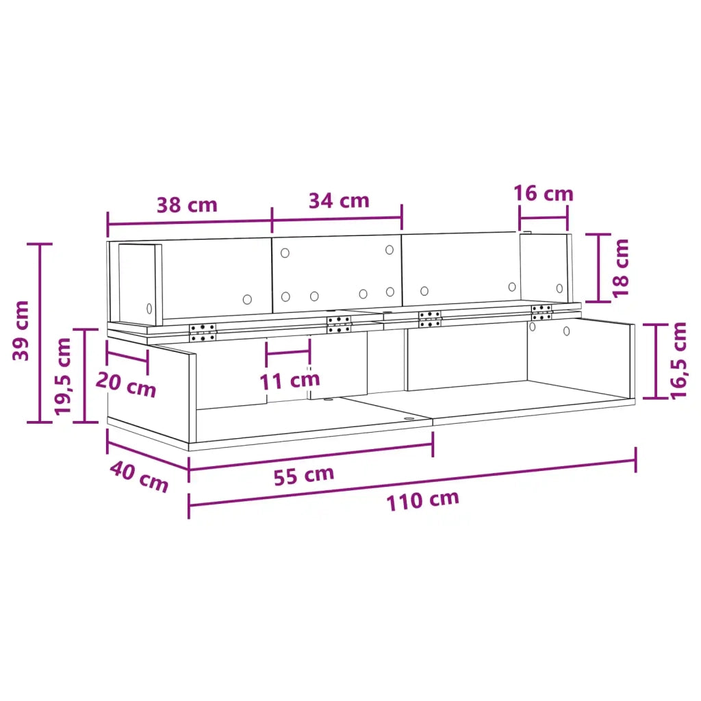 Scrivania studio Legno antico 110 x 40 x 19,5 cm 8006690