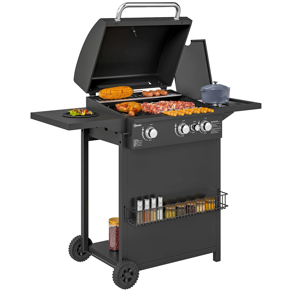 Barbecue a gas 3+1 bruciatori ¨C zephmum ¨C acciaio nero 9.5 kW