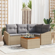 Set di 5 Pezzi Divano da Giardino con Cuscini Beige