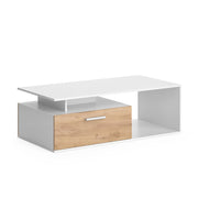 Vicco Tavolino da salotto Rovere bianco/dorato 118 x 59 cm