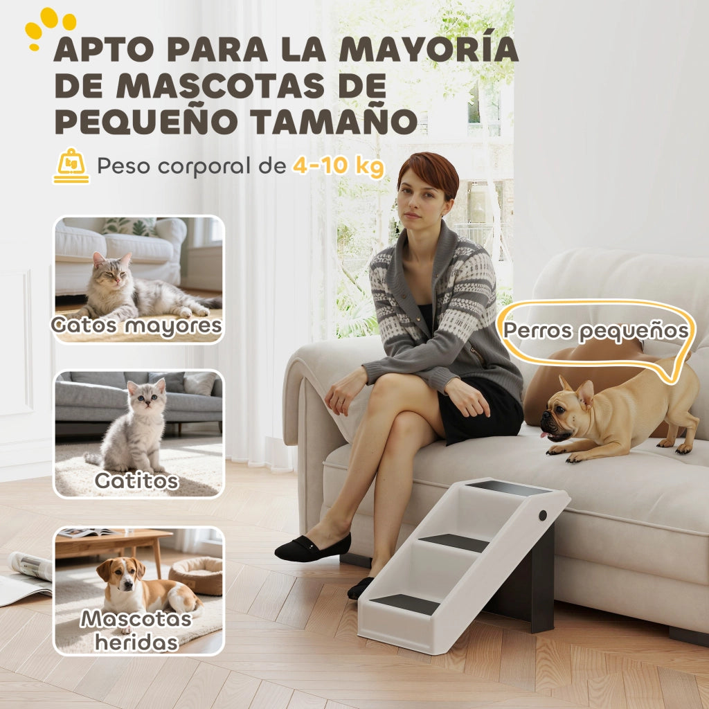 Scaletta per Cani Pieghevole 3 Gradini per Animali Anziani ¨C zephmum ¨C Crema 53x30,5x36,5 cm