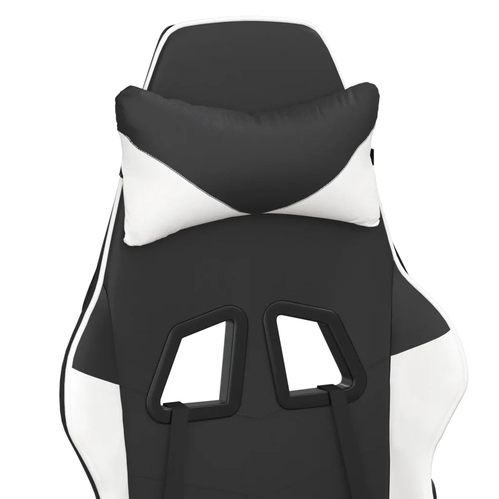 Sedia da Gaming | Sedia da e-sports Massaggiante Nera e Bianca in Similpelle