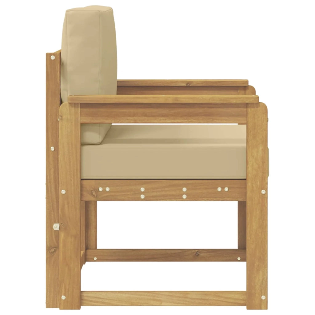 2 Pezzo Set di divani da esterno-Sofa da giardino Poliestere Bianco e Beige 783246