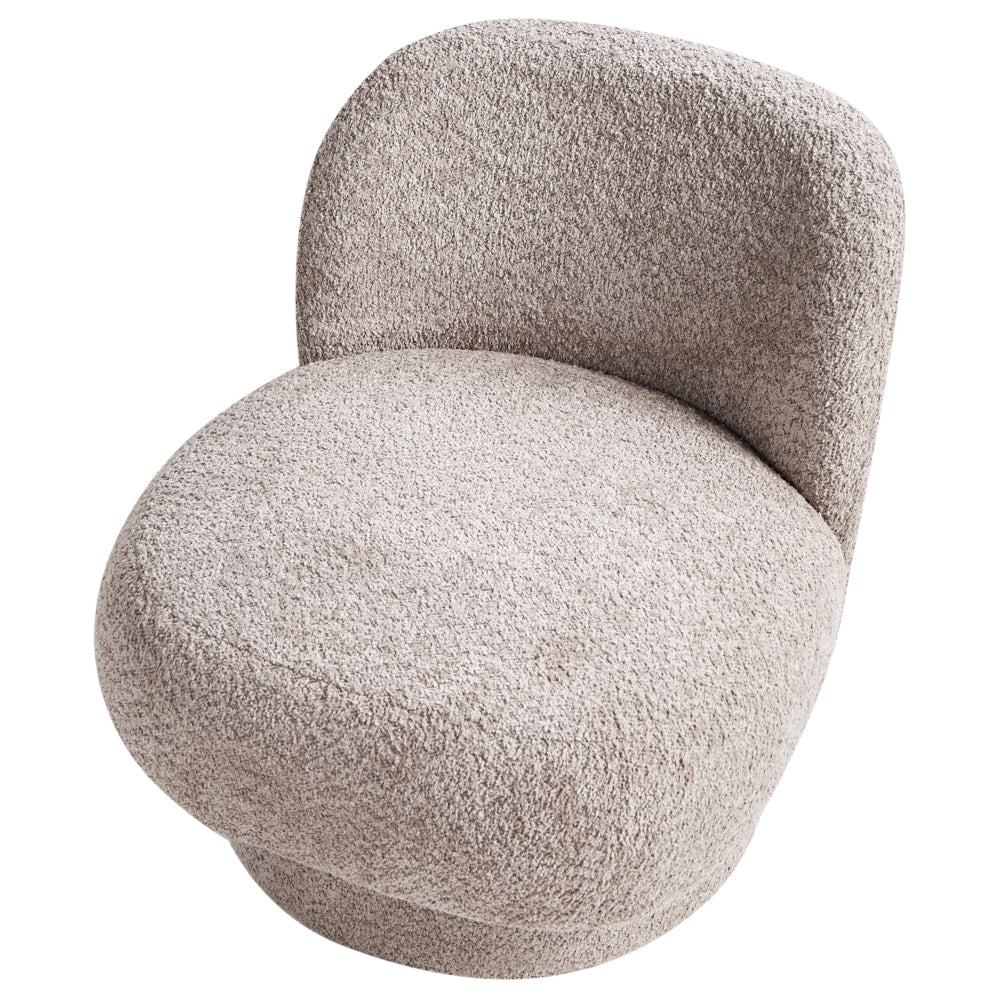 Poltrona girevole Poltrona da club imbottita in bouclé beige Schienale curvo Retro