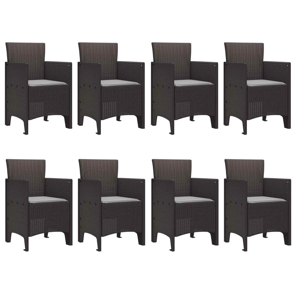 Set da Pranzo per Giardino 9 pcs Marrone Polipropilene