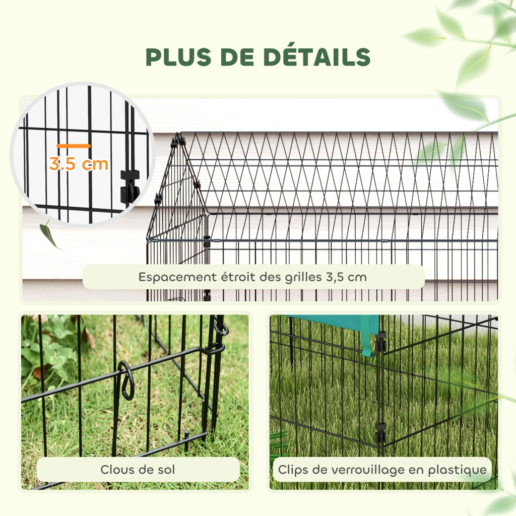 Recinto per conigli esterno in acciaio con tettoia ¨C zephmum ¨C verde 185x75x75 cm